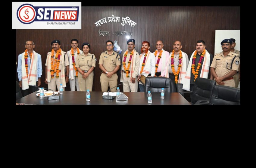  जबलपुर: सेबा से निवृत्त हुये 8 अधिकारियों को पुलिस अधीक्षक जबलपुर आदित्य प्रताप सिंह द्वारा दी गयी भावभीनी विदाई