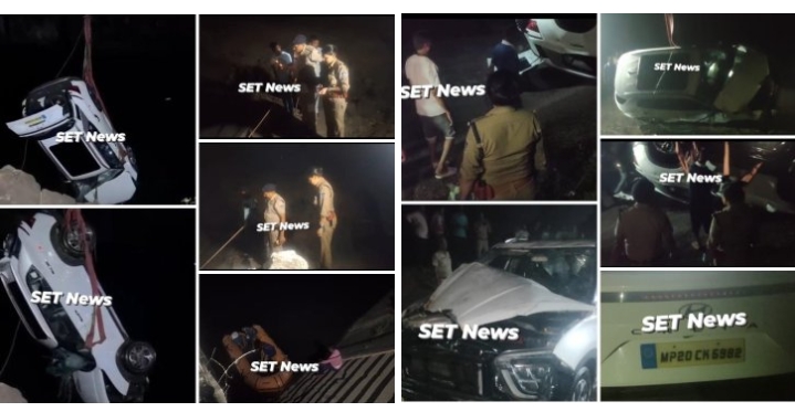  जबलपुर # नहर में गिरी क्रेटा कार,चालक ने बमुश्किल बचाई अपनी जान,चार घंटे चला पुलिस का रेस्क्यू